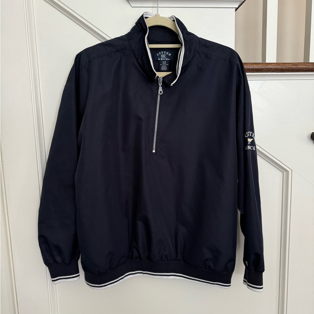 Cutter & Buck Women’s Medium half zip pullover Golf Windbreaker Blue Clima Guard